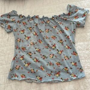 SHEIN Ditsy Floral Off-The-Shoulder Crop Top